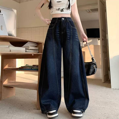 バック ロゴ ワイド フレア デニムパンツ レディース 韓国 ファッション ストリート フレアデニム