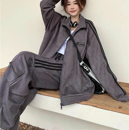 ジャージ セットアップ レディース 韓国 ファッション スウェット ラインジャージ 上下セット パラシュート カーゴパンツ