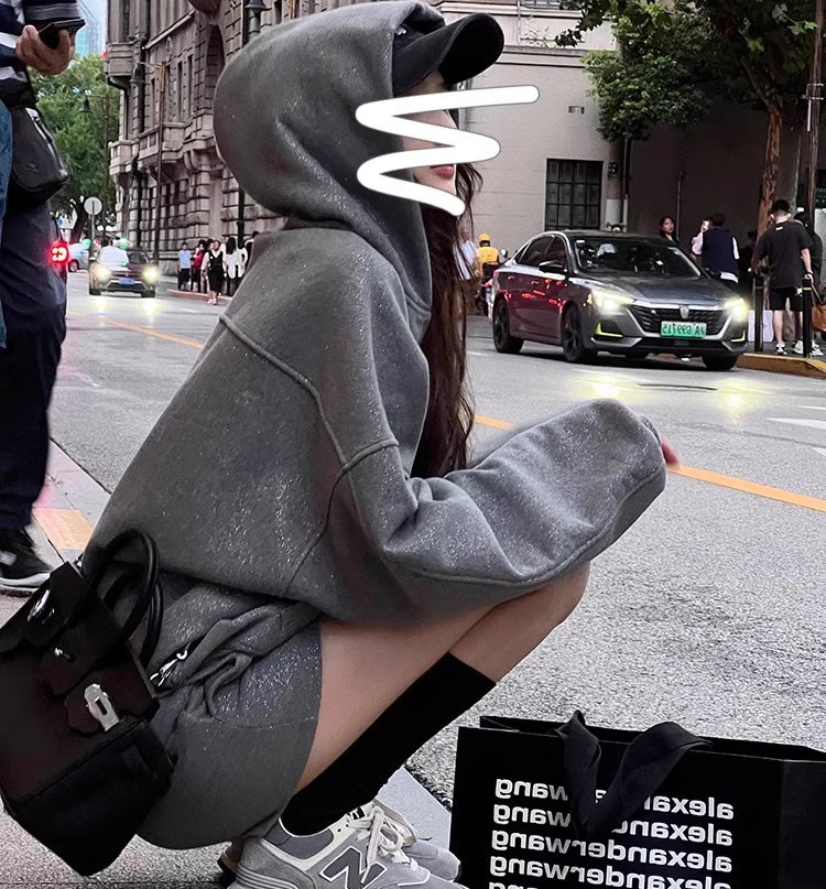 ラメ スウェット セットアップ レディース 韓国 ファッション パーカー