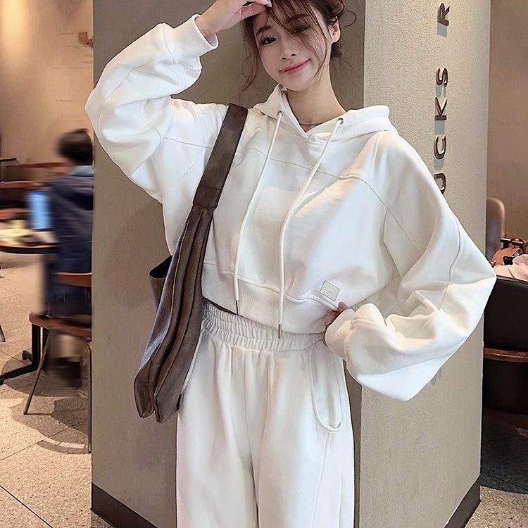 クロップド スウェットセットアップ レディース 韓国 ファッション 