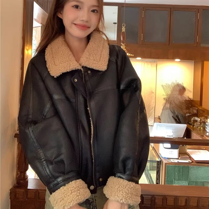フェイクレザー ジャケット レディース 韓国 ファッション エコレザー