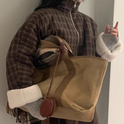 ボア ブルゾン レディース 韓国 ファッション ストライプ チェック 裏ボア オーバーサイズ スタンドネック ジャケット