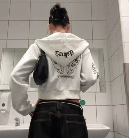 ロゴ パーカー レディース クロップド丈 韓国 ファッション フード 長袖 ロゴ プリント トップス フーディ