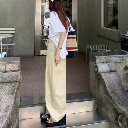 ワイドパンツ レディース 韓国 イージーパンツ 夏服 紐パン シンプル オーバーサイズ パンツ