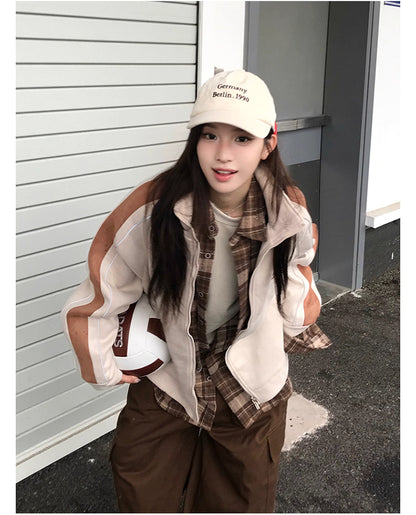 トラック ジャケット 春 ベロア調 ジャージ トップ 韓国 ファッション ストリート ラグランスリーブ オーバーサイズ ブルゾン