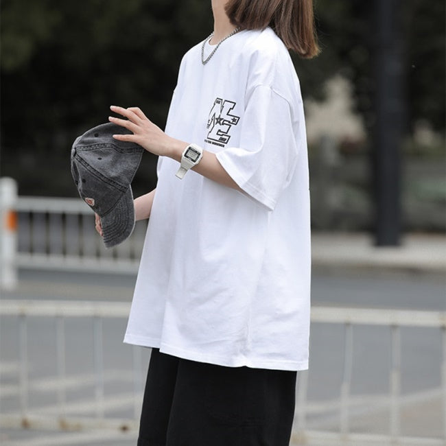 ロゴ グラフィック Tシャツ レディース 韓国 ストリート ビッグ