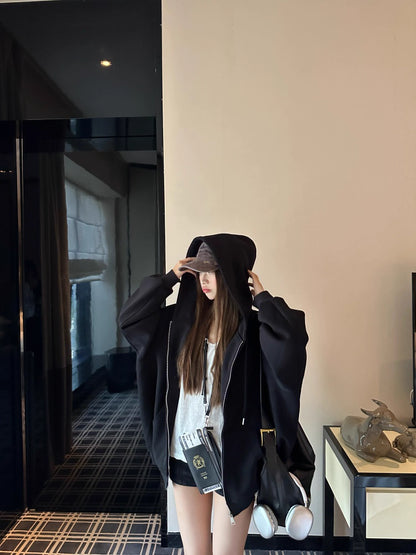 オーバーサイズ ジップ パーカー レディース 韓国  ファッション 定番 アメカジ ビッグシルエット フーディ 春