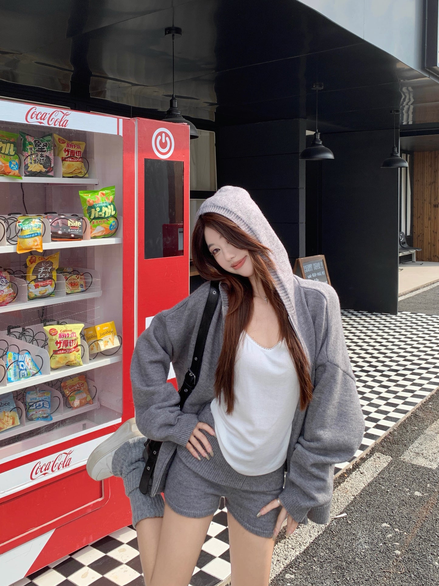 ニット パーカー セットアップ レディース ニット ショートパンツ 上下セット ゆったりフード付き カーディガン ＆ ニットショートパンツ 2点セット