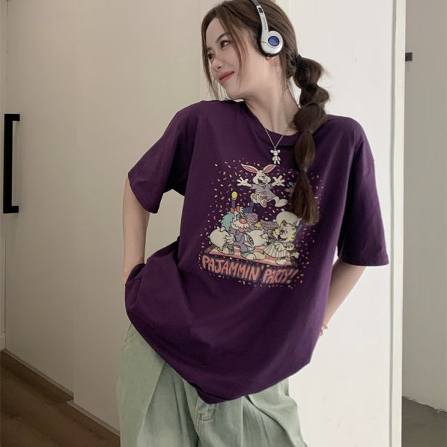 キャラクター グラフィック Tシャツ レディース 韓国 ファッション