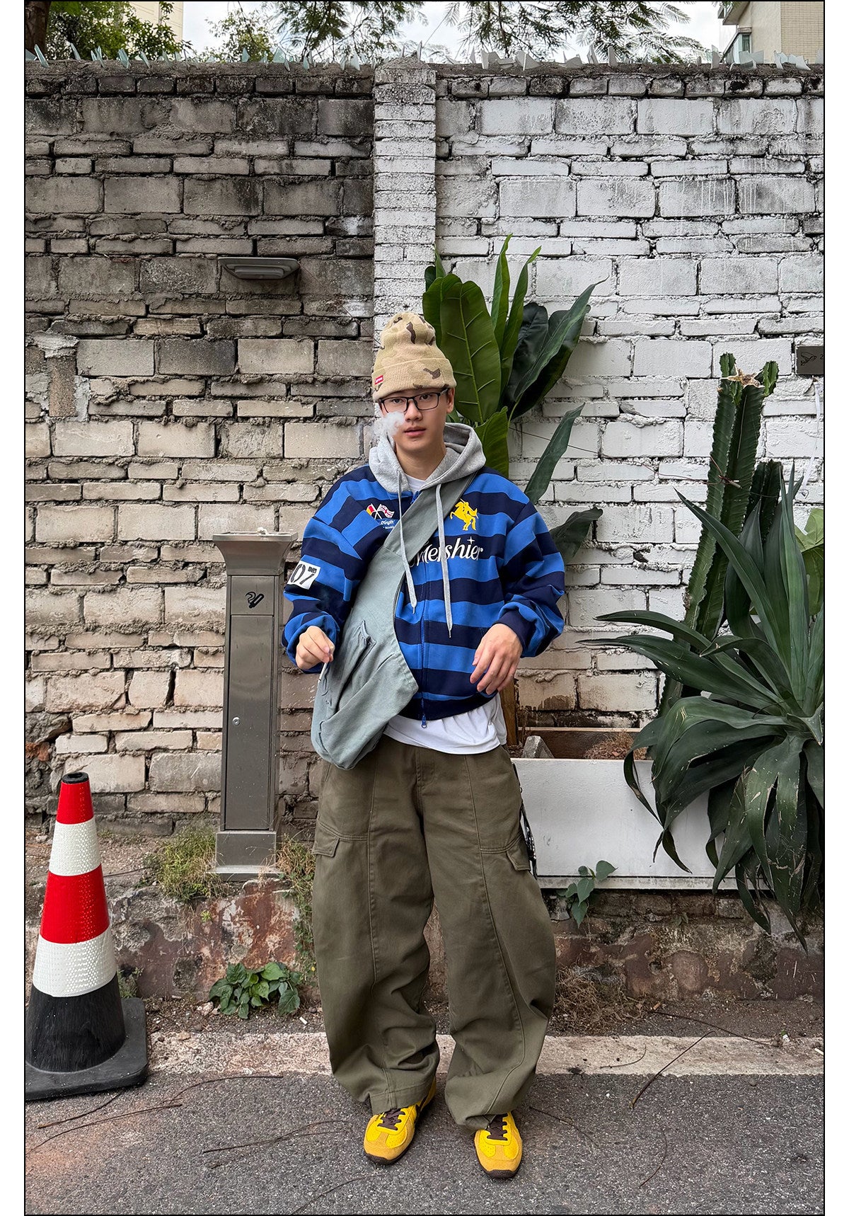 CGGA American Letter Print Contrast Striped Hooded Cardigan Sweatshirt Men's and Women's Spring and Autumn Loose Casual Versatile Jacket