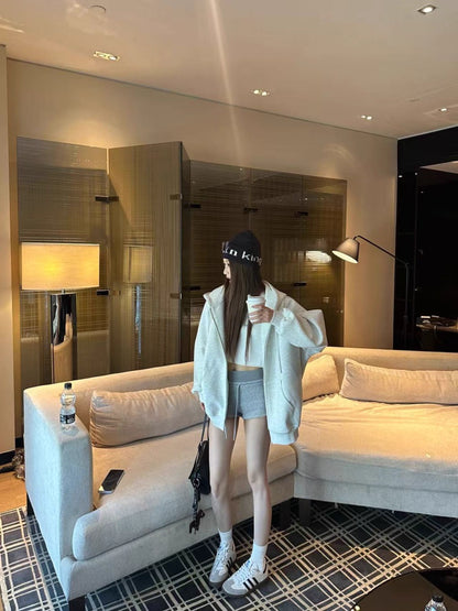 オーバーサイズ ジップ パーカー レディース 韓国  ファッション 定番 アメカジ ビッグシルエット フーディ 春