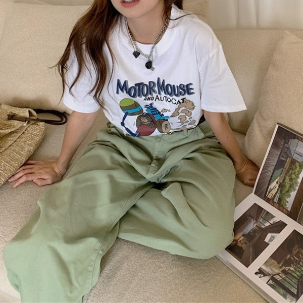 Ｔシャツ レディース 韓国 ファッション アメコミプリント レトロ グラフィック T 夏トップス オーバーサイズ