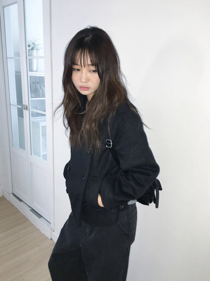 ショート コート レディース 韓国 ファッション Pコート テーラードコート ダブルボタン