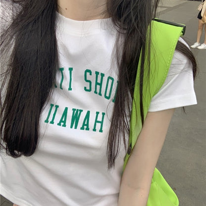 クロップド ロゴ T レディース 韓国 ファッション ショート Tシャツ 夏服