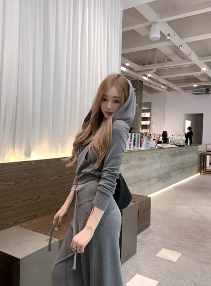 パーカー セットアップ レディース 韓国 ファッション スウェット ショートパーカー レギュラーフィット パンツ 上下セット