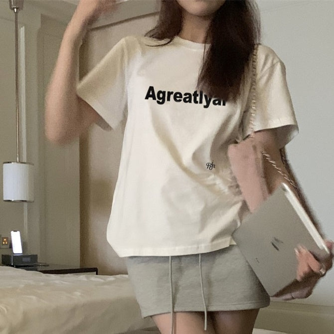 ロゴ Tシャツ レディース 韓国 ファッション オーバーサイズ ストリート 夏 半袖 T トップス