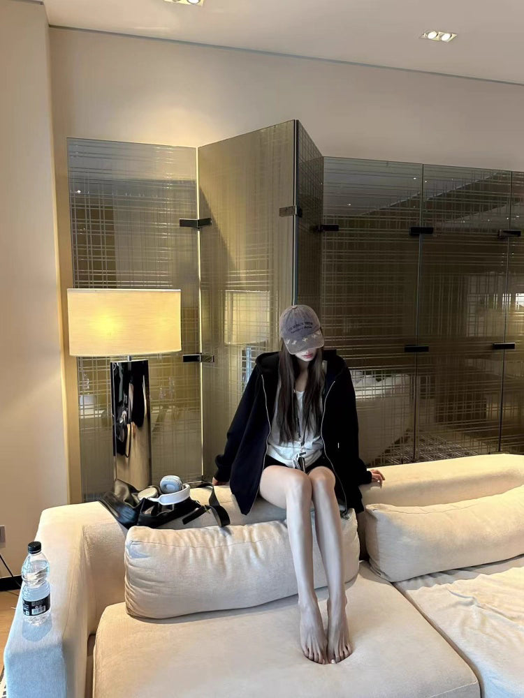 オーバーサイズ ジップ パーカー レディース 韓国  ファッション 定番 アメカジ ビッグシルエット フーディ 春