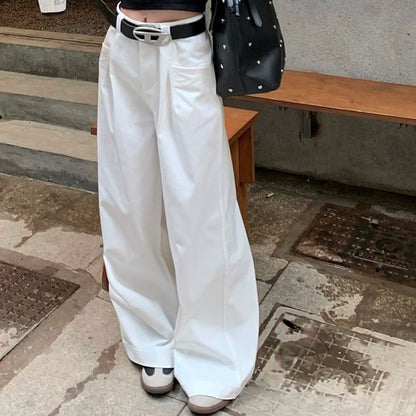 白 ワイドパンツ 韓国 レディース ワイド フレアパンツ 夏服 パンツ