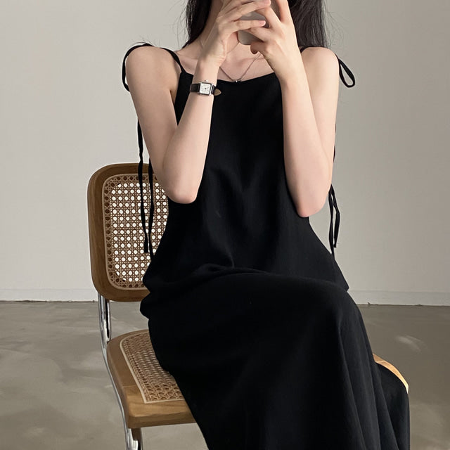 黒 キャミ ワンピース レディース 韓国 ファッション キャミワンピ 肩 