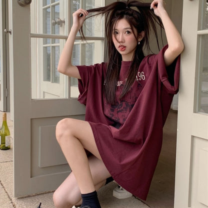 ビッグＴシャツ レディース 韓国 ファッション  ロゴ プリント グラフィックTシャツ 夏トップス