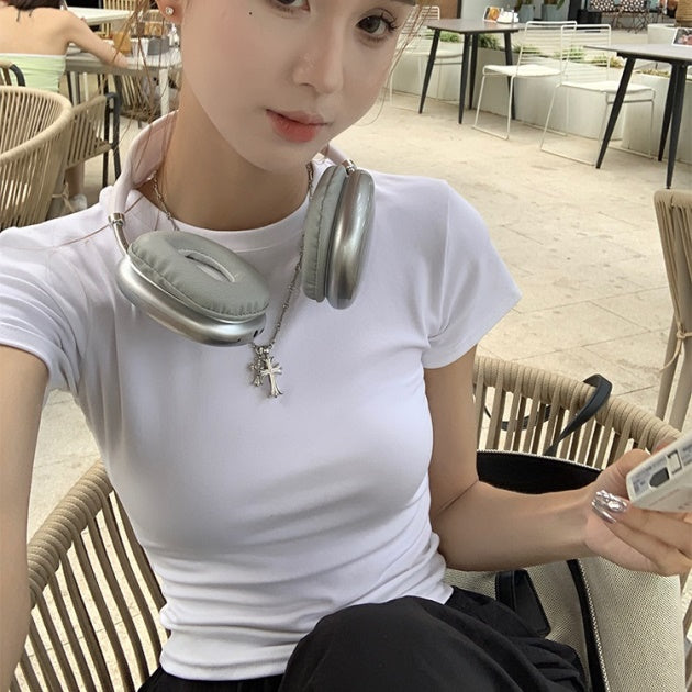 ミニ Tシャツ レディース 韓国 ファッション タイトＴ ミニマム Y2K ニュアンスカラー 半袖 夏 トップス チビＴ