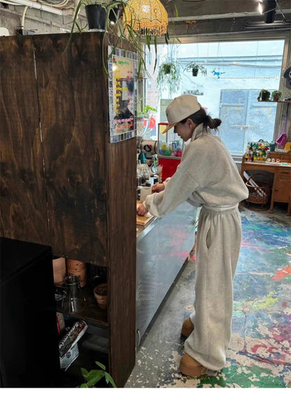 フリース パーカー セットアップ レディース 韓国 ファッション 2025年冬 あったか 上下 ２点 セット スタンドカラー ショート丈 ジップパーカー ドロスト ワイドパンツ