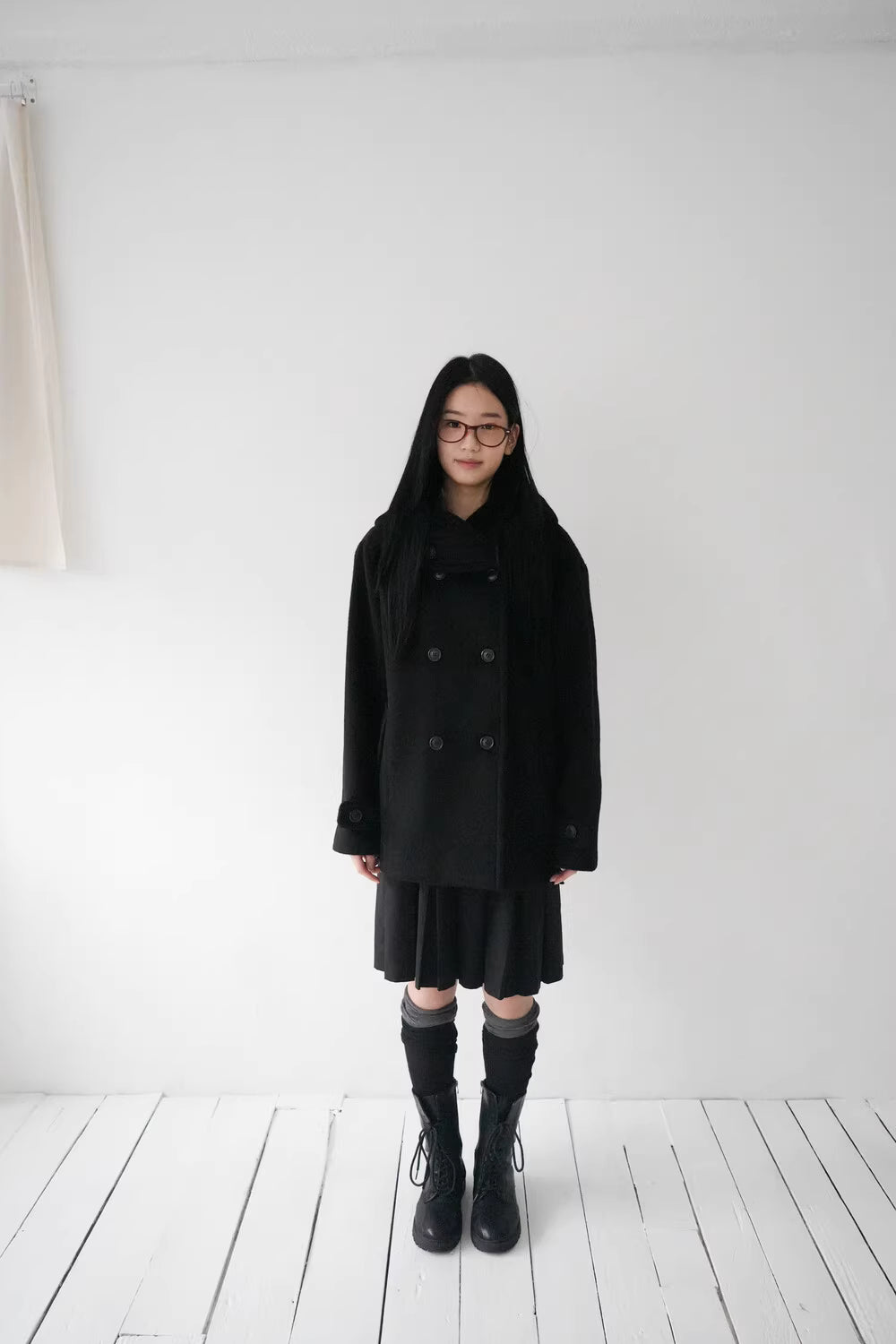 フード付 ミドルコート レディース 韓国ファッション 冬 ダブル Pコート