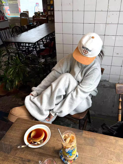 フリース パーカー セットアップ レディース 韓国 ファッション 2025年冬 あったか 上下 ２点 セット スタンドカラー ショート丈 ジップパーカー ドロスト ワイドパンツ