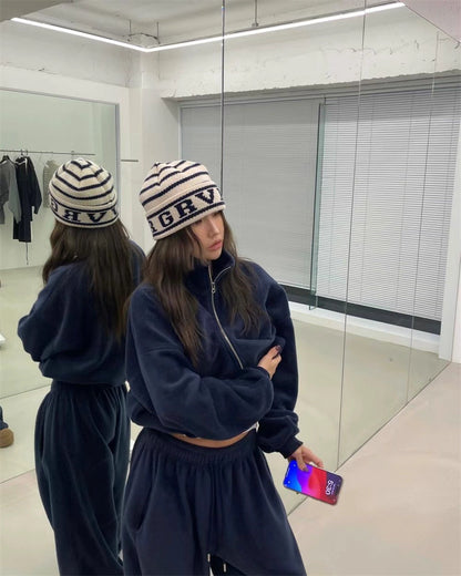 フリース パーカー セットアップ レディース 韓国 ファッション 2025年冬 あったか 上下 ２点 セット スタンドカラー ショート丈 ジップパーカー ドロスト ワイドパンツ