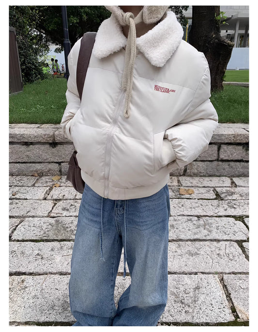 ボア襟  パフテット ジャケット エコダウン 中綿 ショートジャケット 韓国 ファッション レディース ボンバージャケット