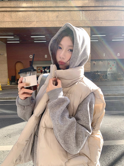 ダウンベスト 韓国 ファッション レディース ハイネック オーバーサイズ 中綿ベスト エコダウン ベスト