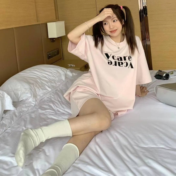 セットアップ レディース 韓国 Tシャツ ショートパンツ 上下セット 夏 ロゴプリント  ハーフパンツ スポーツミックス