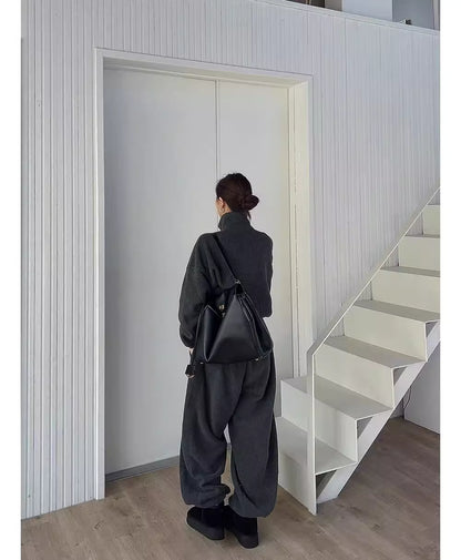 フリース パーカー セットアップ レディース 韓国 ファッション 2025年冬 あったか 上下 ２点 セット スタンドカラー ショート丈 ジップパーカー ドロスト ワイドパンツ