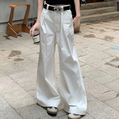 白 ワイドパンツ 韓国 レディース ワイド フレアパンツ 夏服 パンツ
