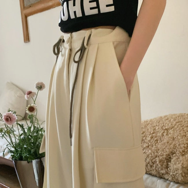 カーゴパンツ 薄手 レディース 韓国 ファッション 夏パンツ サイドポケット ワークパンツ ミリタリー ストレートカジュアル