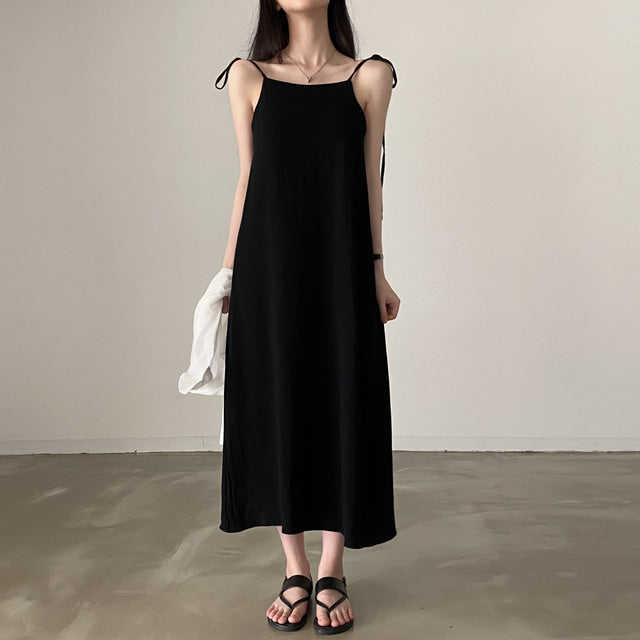 黒 キャミ ワンピース レディース 韓国 ファッション キャミワンピ 肩