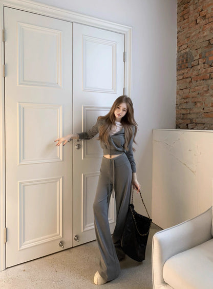 パーカー セットアップ レディース 韓国 ファッション スウェット ショートパーカー レギュラーフィット パンツ 上下セット