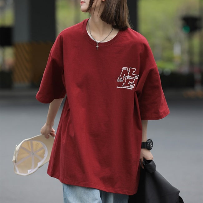 ロゴ グラフィック Tシャツ レディース 韓国 ストリート  ビッグシルエット バックプリント T