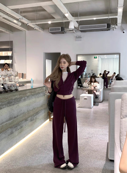 パーカー セットアップ レディース 韓国 ファッション スウェット ショートパーカー レギュラーフィット パンツ 上下セット