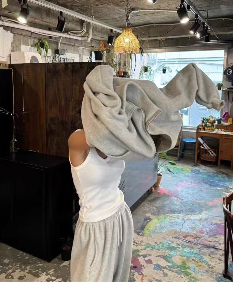 フリース パーカー セットアップ レディース 韓国 ファッション 2025年冬 あったか 上下 ２点 セット スタンドカラー ショート丈 ジップパーカー ドロスト ワイドパンツ