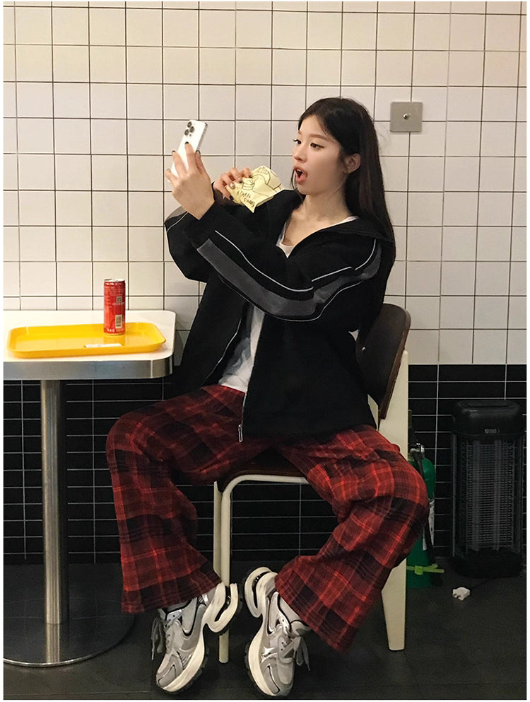 トラック ジャケット 春 ベロア調 ジャージ トップ 韓国 ファッション ストリート ラグランスリーブ オーバーサイズ ブルゾン