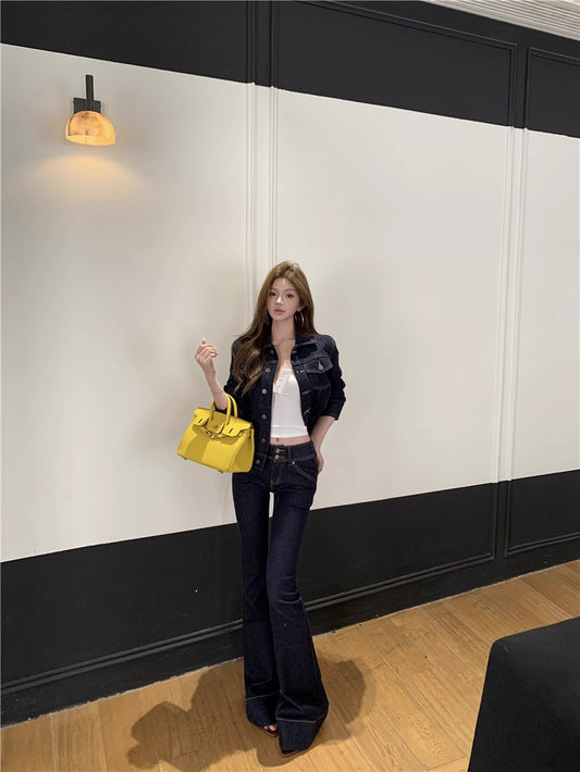 デニム セットアップ レディース Gジャン スリム フレアデニムパンツ 2点セット