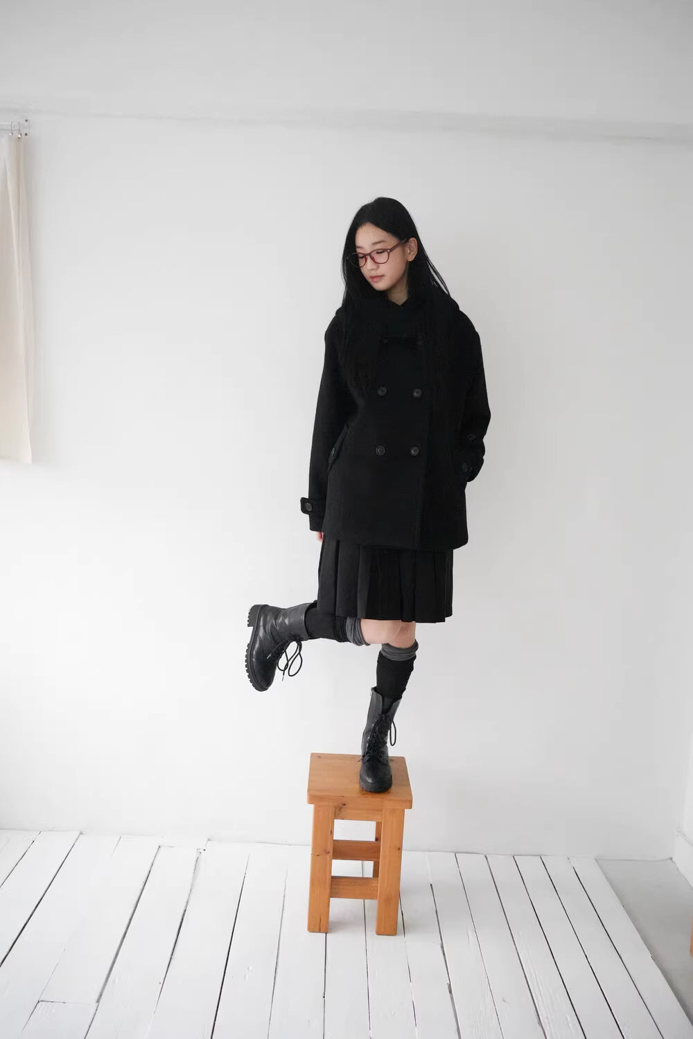 フード付 ミドルコート レディース 韓国ファッション 冬 ダブル Pコート