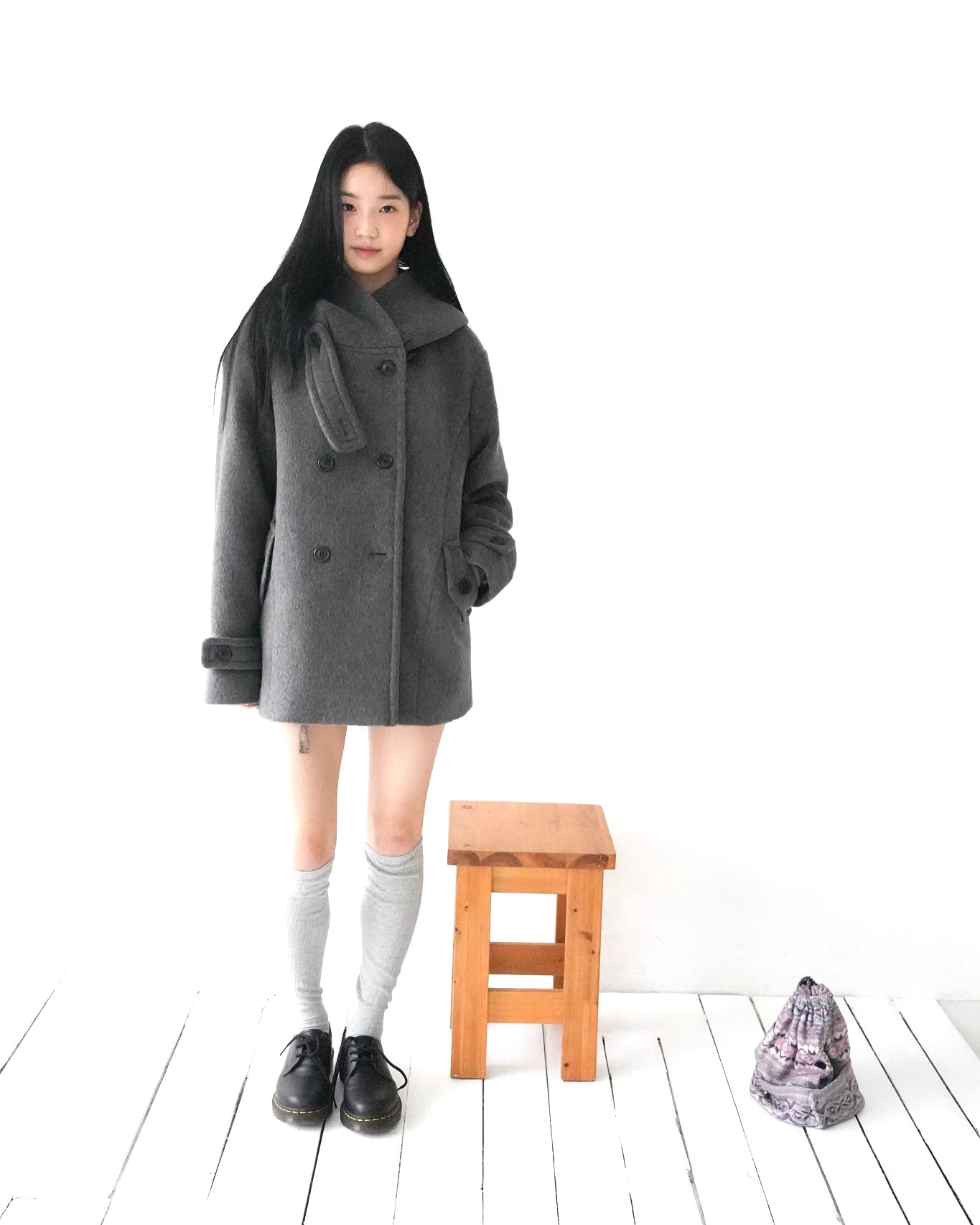 フード付 ミドルコート レディース 韓国ファッション 冬 ダブル Pコート