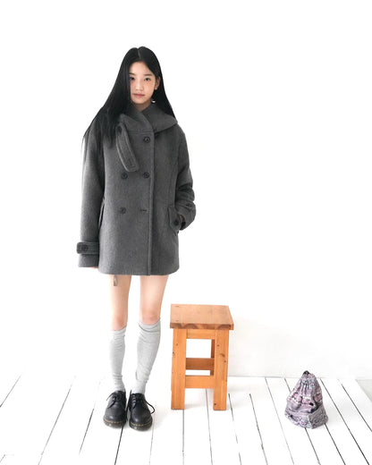 フード付 ミドルコート レディース 韓国ファッション 冬 ダブル Pコート