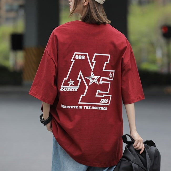 ロゴ グラフィック Tシャツ レディース 韓国 ストリート  ビッグシルエット バックプリント T