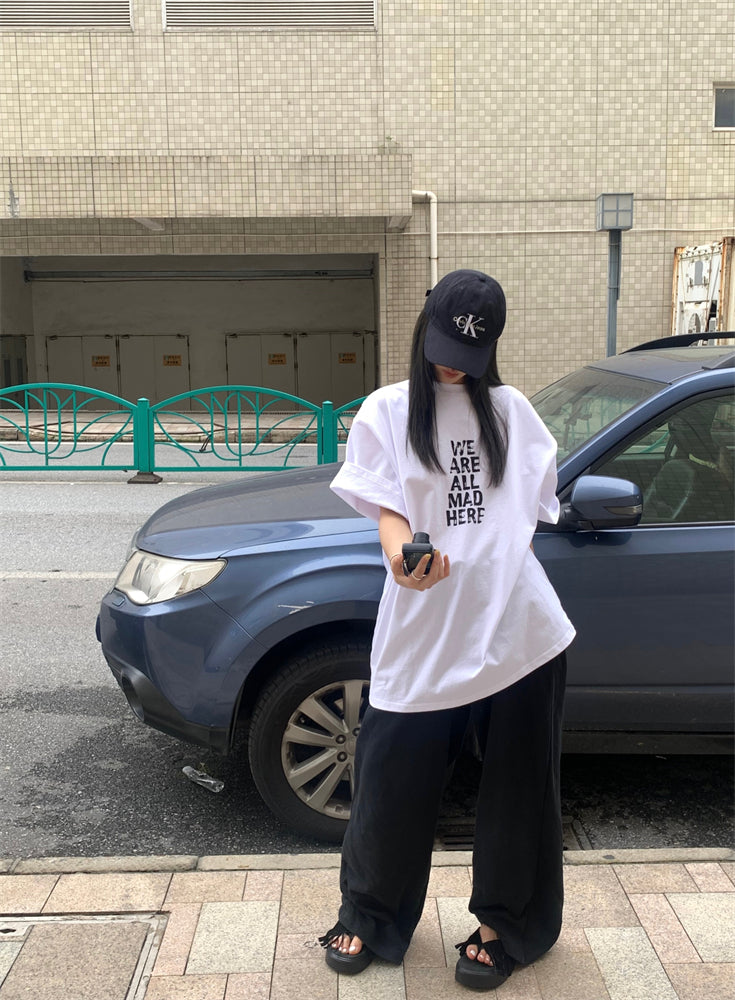 グラフィック Tシャツ レディース 韓国 ストリート ビッグシルエット T メッセージ グラフィック ビッグT