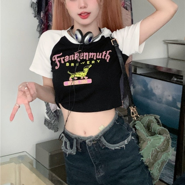 クロップド Tシャツ レディース 韓国 ファッション ショート丈 