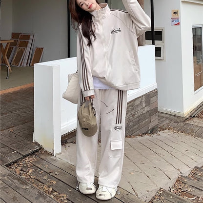 ジャージ セットアップ レディース 韓国 ファッション スウェット ラインジャージ 上下セット パラシュート カーゴパンツ