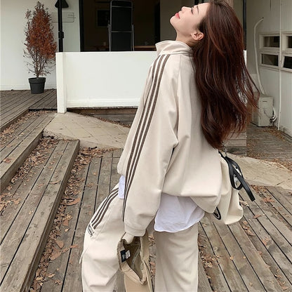 ジャージ セットアップ レディース 韓国 ファッション スウェット ラインジャージ 上下セット パラシュート カーゴパンツ